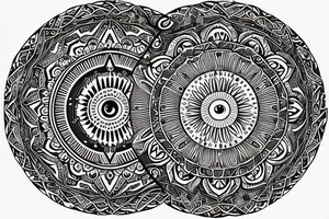 Celestial mandala with evil eye tattoo idea