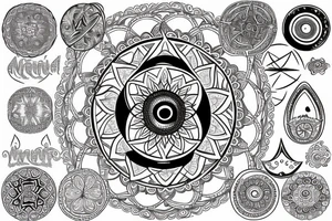 Celestial mandala with evil eye tattoo idea