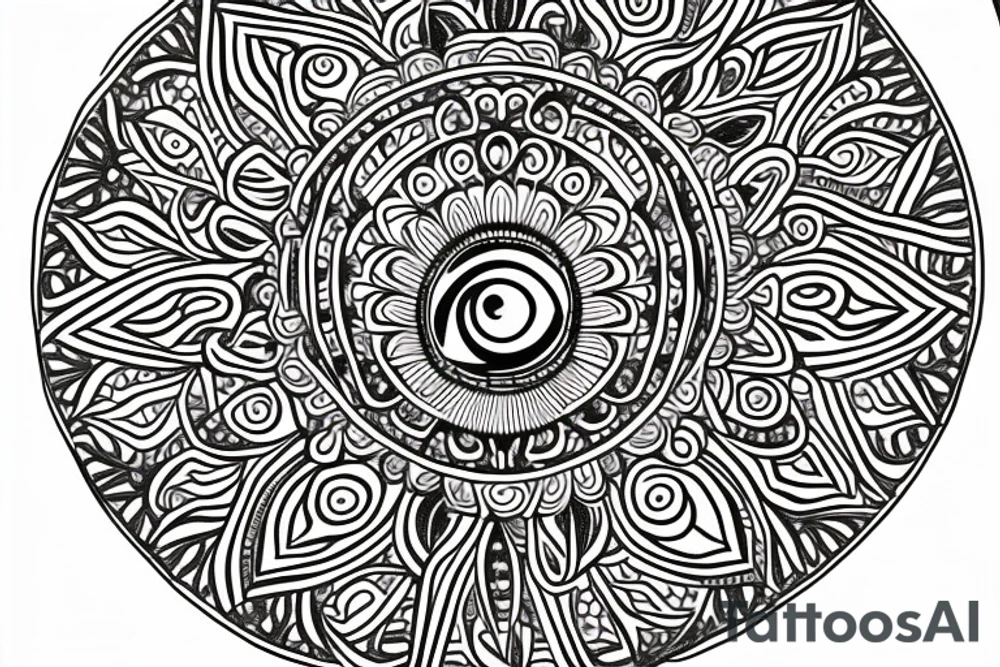 Mandala with evil eye tattoo idea