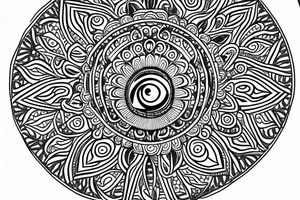Mandala with evil eye tattoo idea