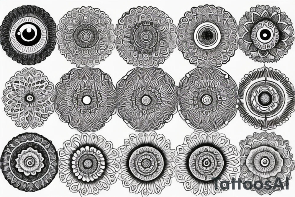 Mandala with evil eye tattoo idea