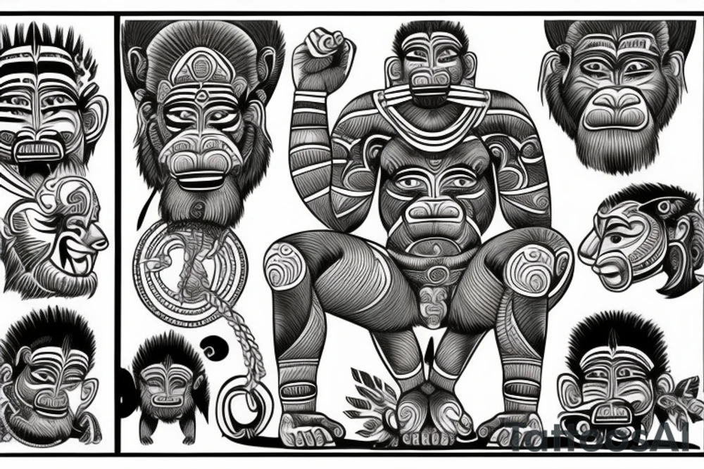 Tribal hanuman tattoo idea
