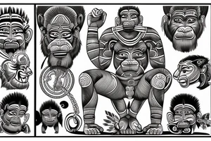 Tribal hanuman tattoo idea