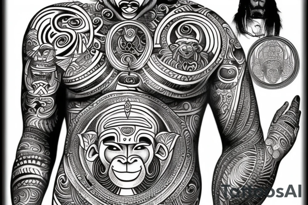 Tribal hanuman tattoo idea