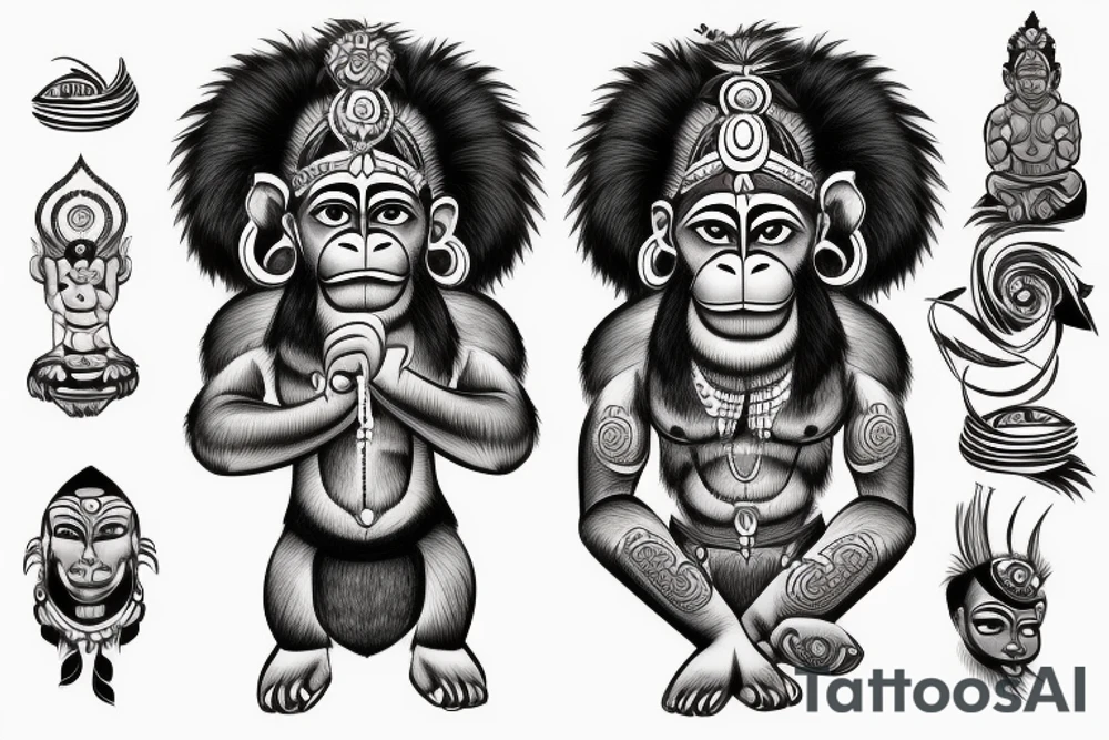 Tribal hanuman tattoo idea