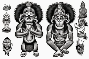 Tribal hanuman tattoo idea
