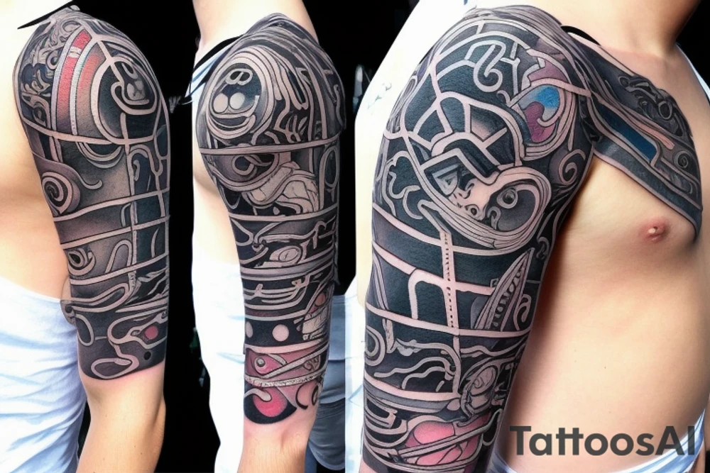 Long alien geometrcal Line tattoo idea