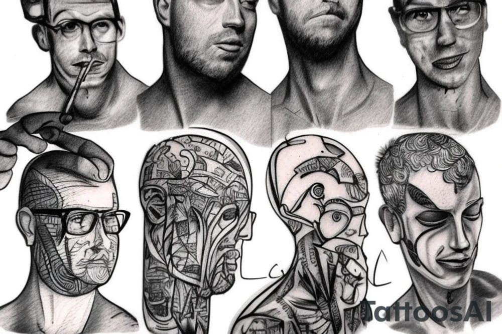 The tough Intellectual life represented in a man’s figure tattoo idea