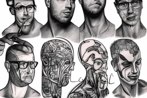 The tough Intellectual life represented in a man’s figure tattoo idea