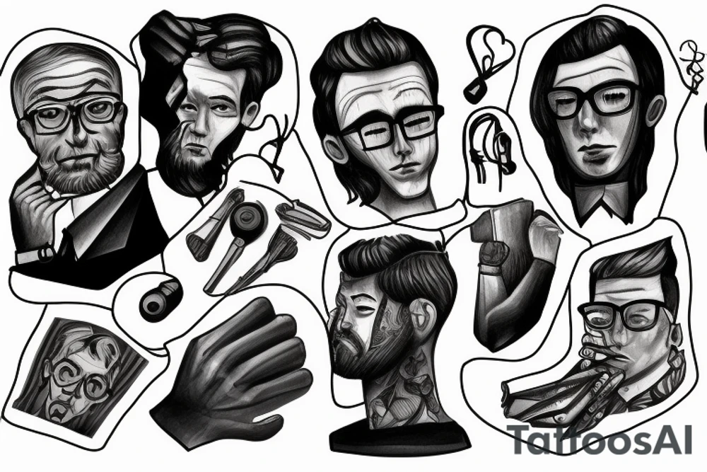 The tough Intellectual life represented in a man’s figure tattoo idea