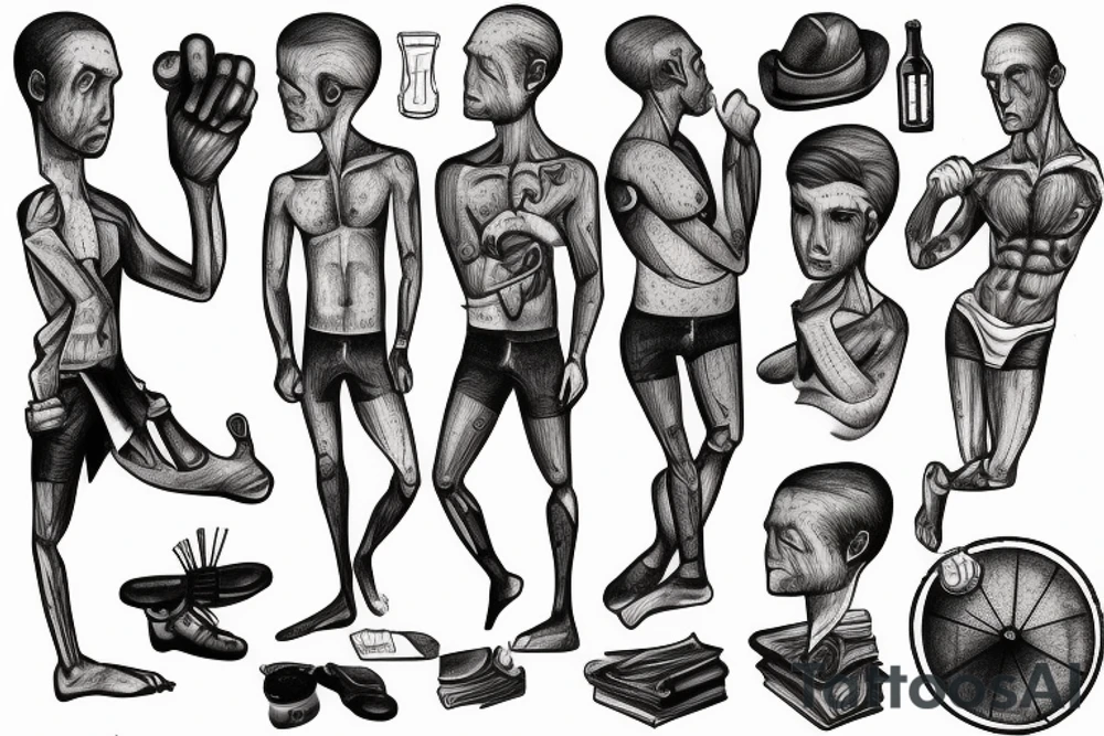 The tough Intellectual life represented in a man’s figure tattoo idea