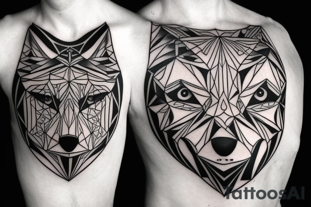 a geometric design featuring a wolf howling at the moon tattoo idea a geometric design featuring a wolf howling at the moon tattoo idea