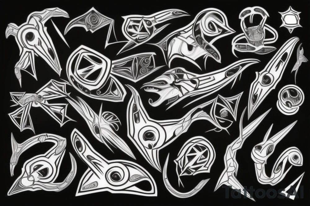 Long alien geometrcal Line tattoo idea