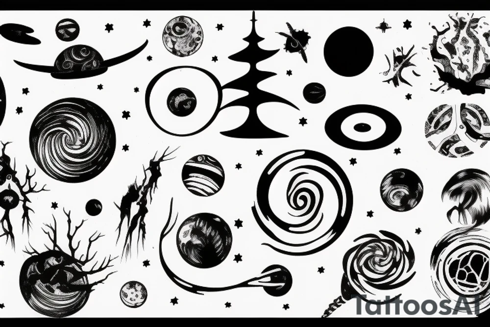 Space, tree, black hole, event horizon tattoo idea