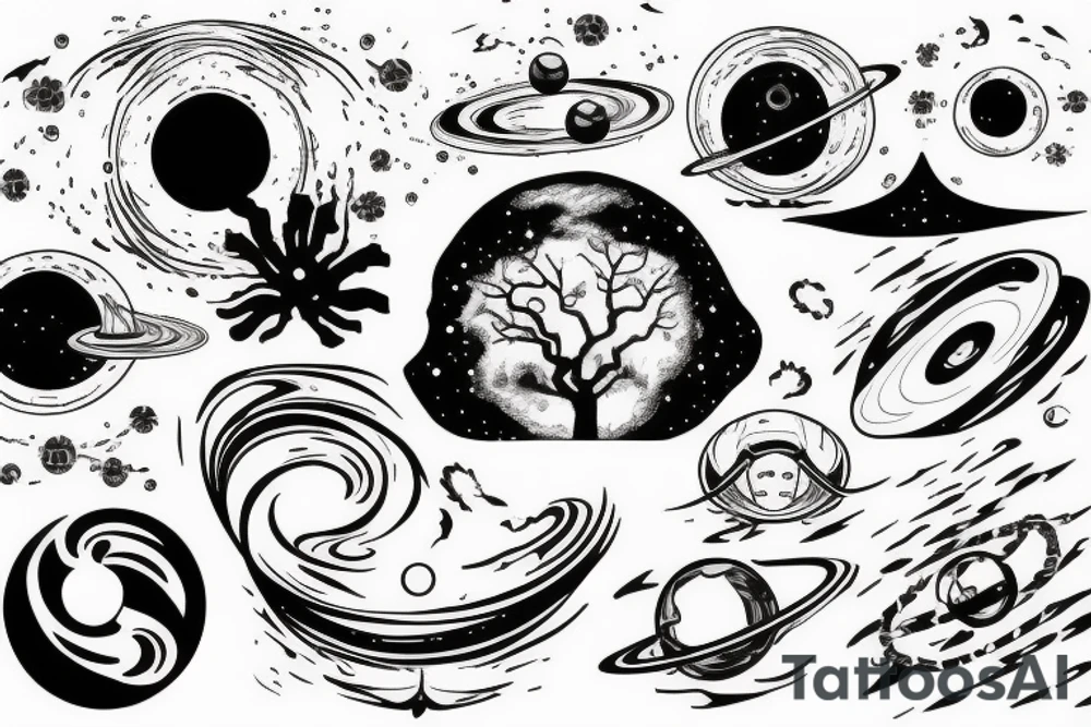 Space, tree, black hole, event horizon tattoo idea