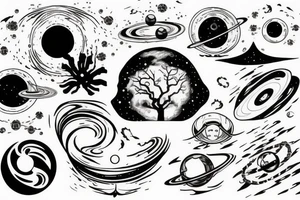 Space, tree, black hole, event horizon tattoo idea
