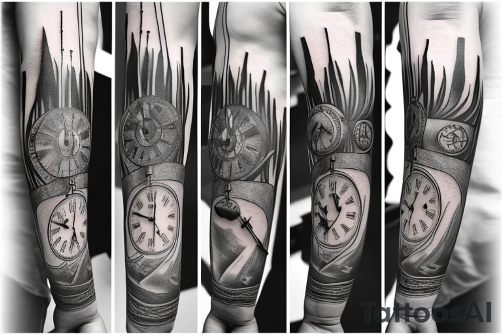 a forearm tatto with a clock and a arrow and the text "Never Again tattoo idea a forearm tatto with a clock and a arrow and the text "Never Again tattoo idea