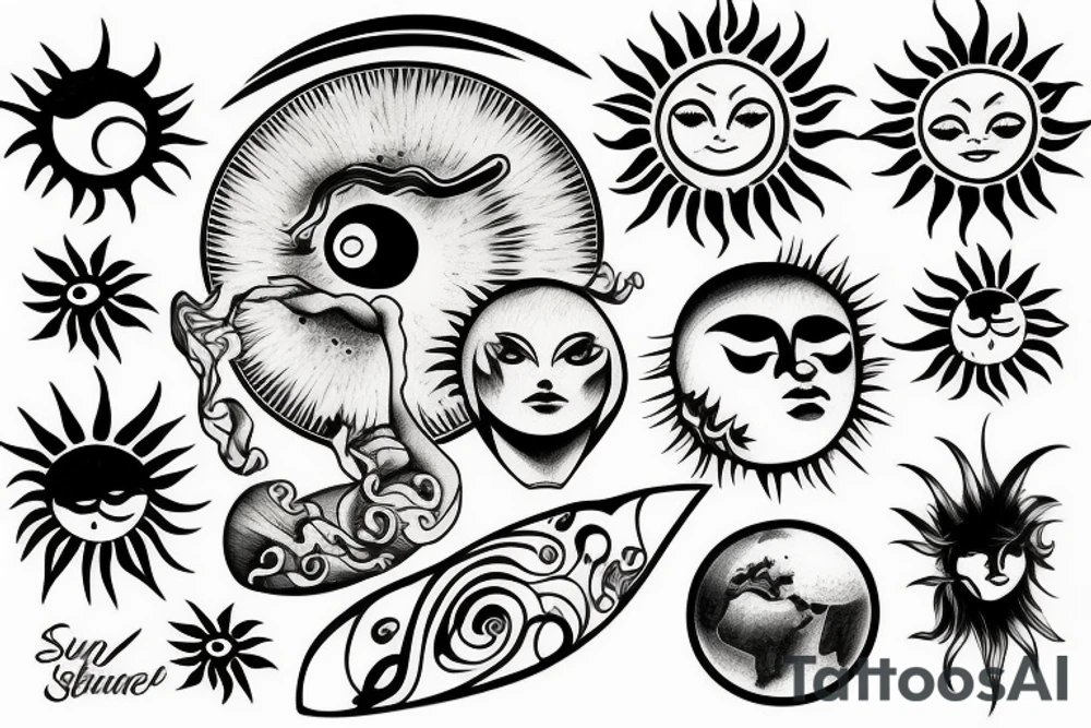 Sun with Earth tattoo idea