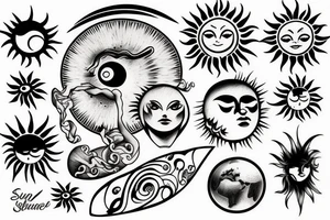 Sun with Earth tattoo idea