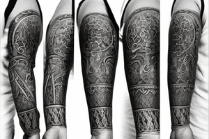 full arm tattoo in ornamental style tattoo idea