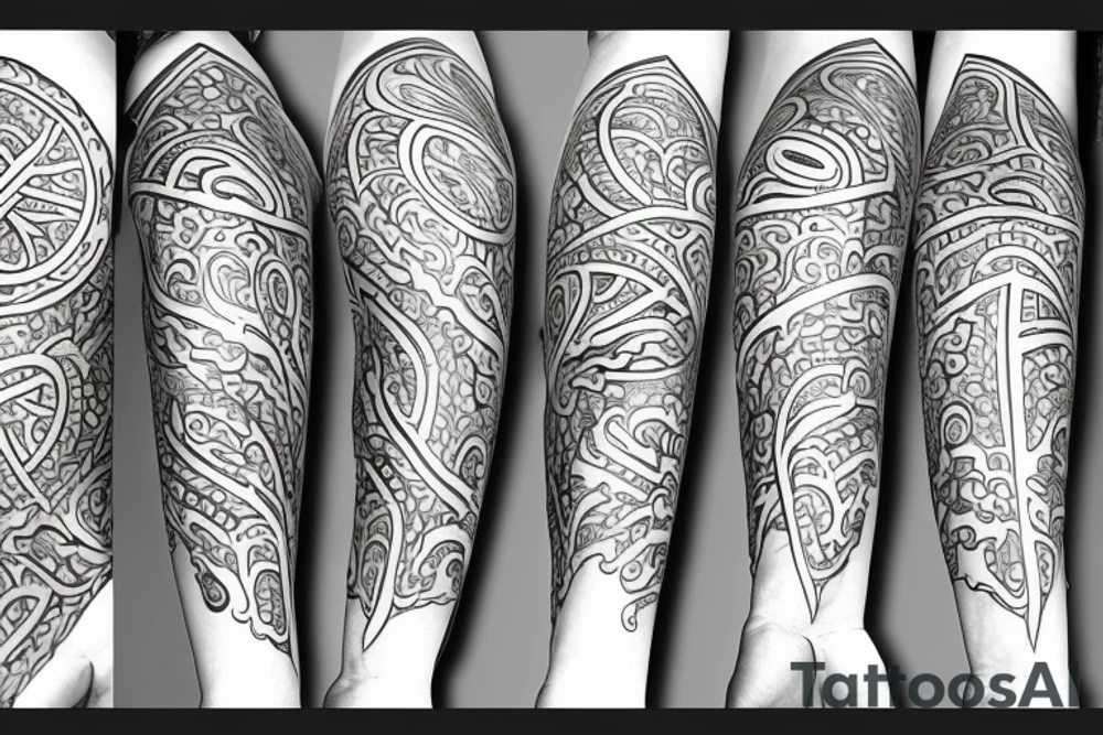 full arm tattoo in ornamental style tattoo idea