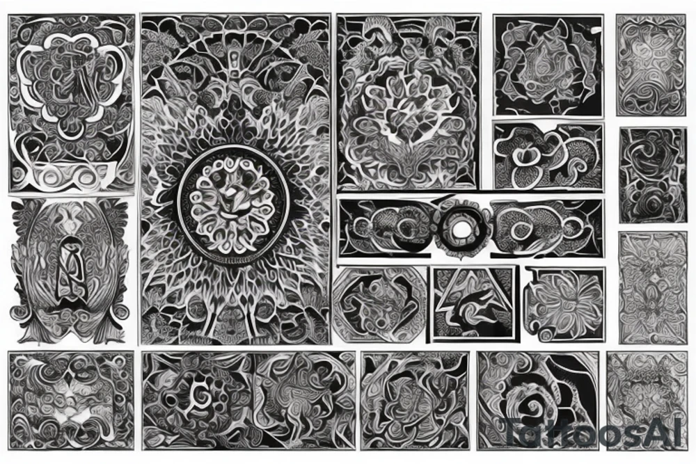 full arm tattoo in ornamental style tattoo idea