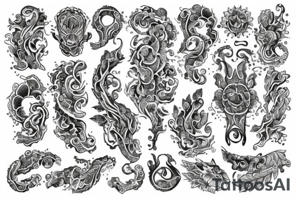 full arm tattoo in ornamental style tattoo idea