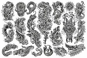 full arm tattoo in ornamental style tattoo idea
