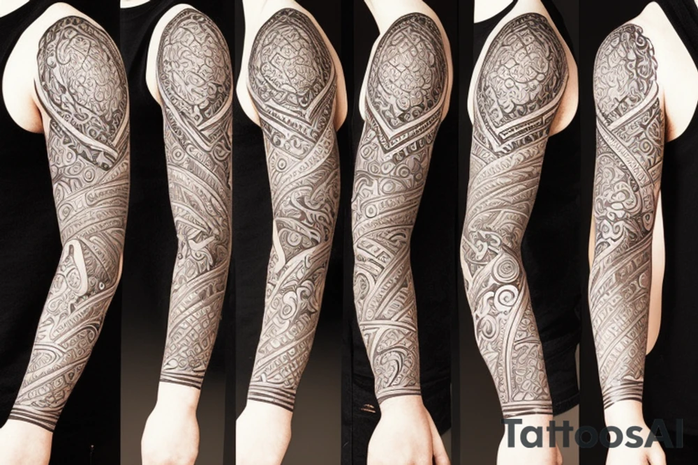 full arm tattoo in ornamental style tattoo idea