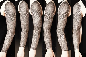 full arm tattoo in ornamental style tattoo idea