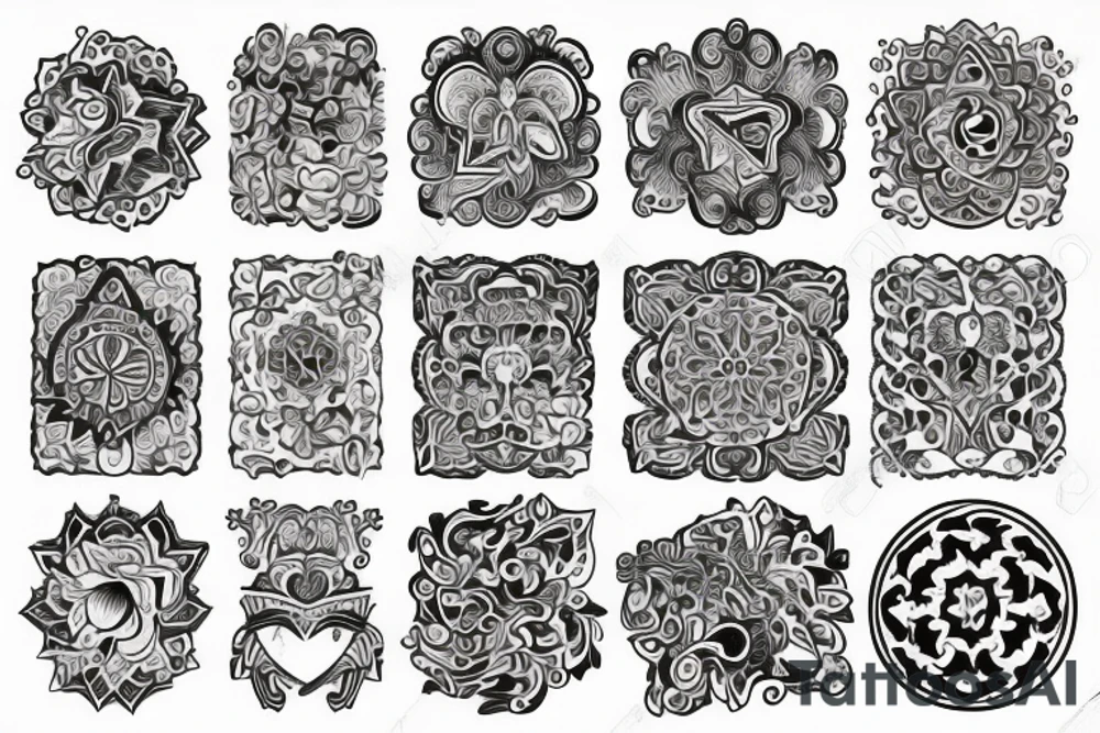 full arm tattoo in ornamental style tattoo idea