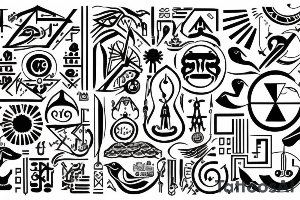 Thoth surrounded by physically meaningful symbols tattoo idea