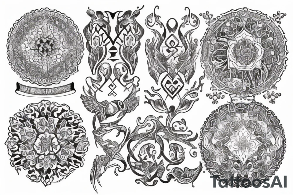 full arm tattoo in ornamental style tattoo idea