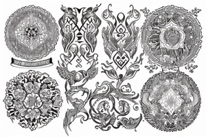 full arm tattoo in ornamental style tattoo idea