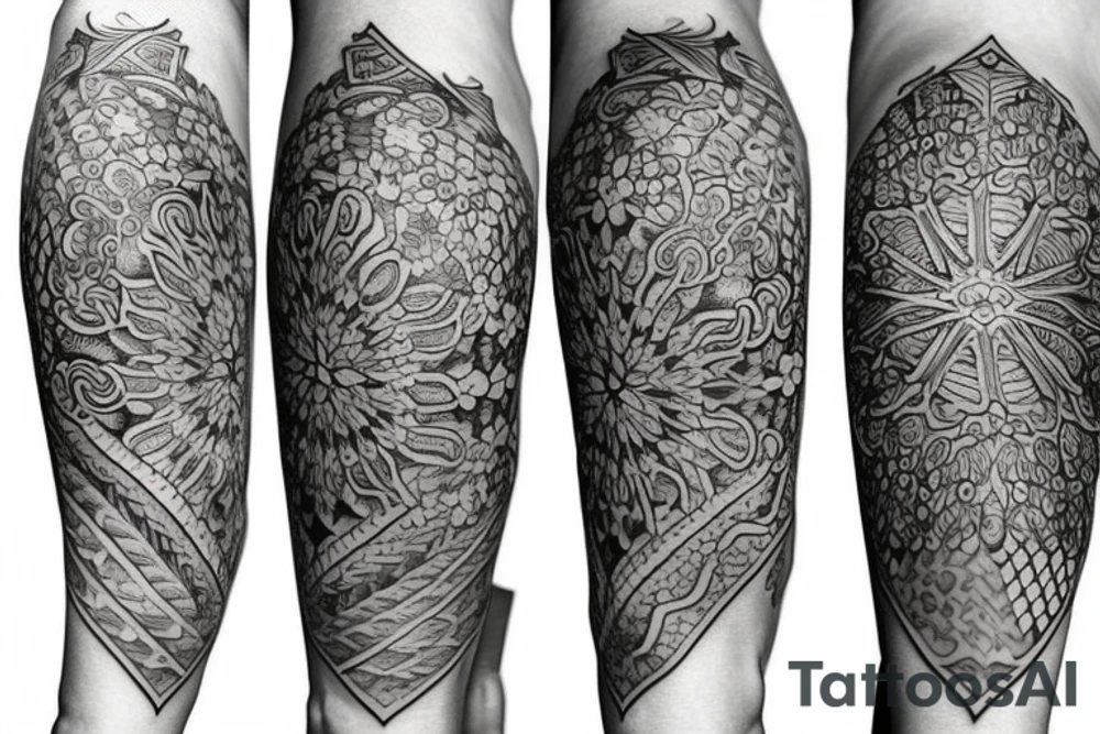 full arm tattoo in ornamental style tattoo idea