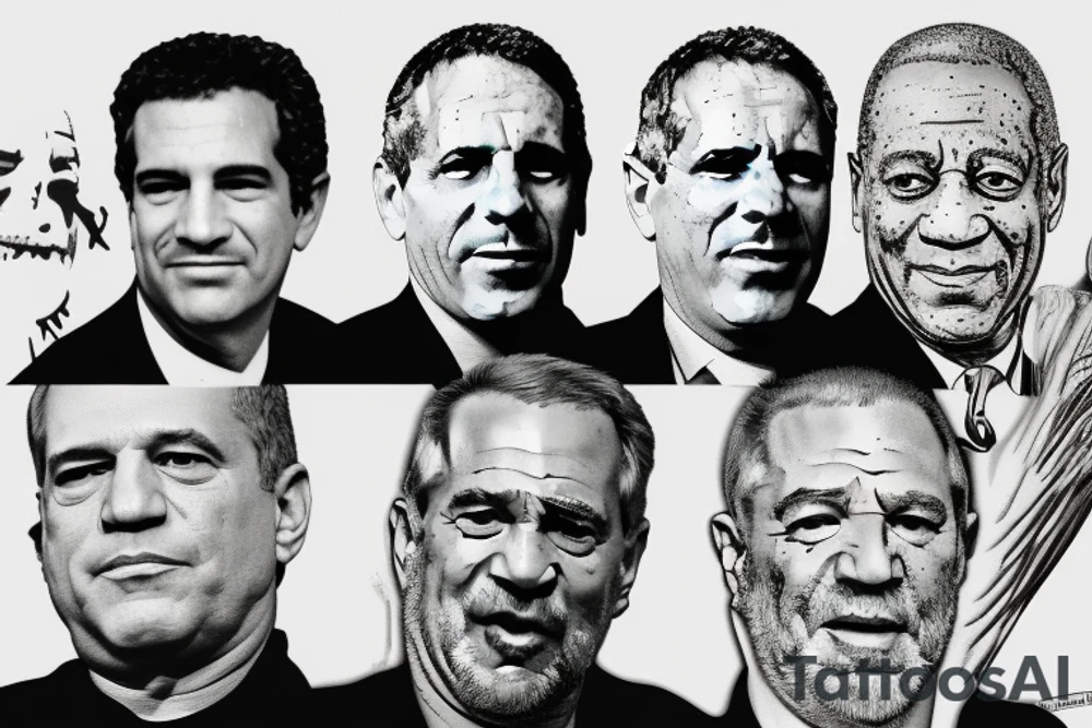 Mount Rushmore with jeffrey Epstein, Harvey Weinstein and bill Cosby tattoo idea