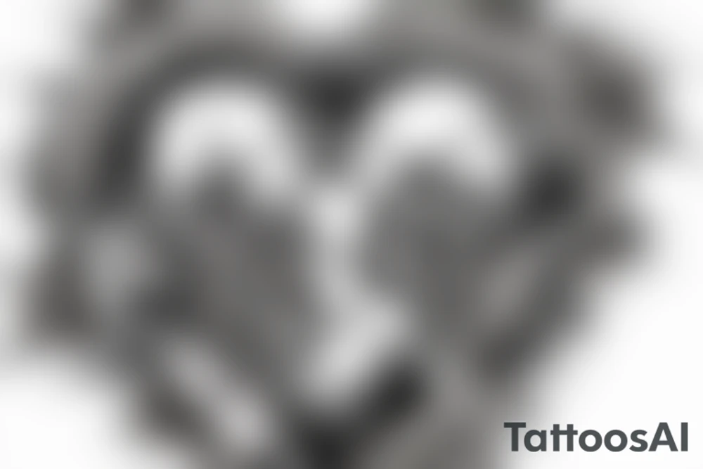 heart with an m9 knife surrounded by a crown of thorns tattoo idea