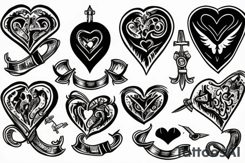 heart with an m9 knife tattoo idea