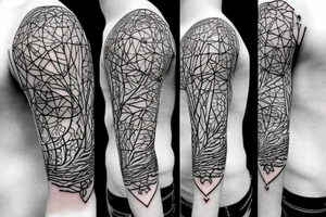 Abstract figures with flowers and branches tattoo idea