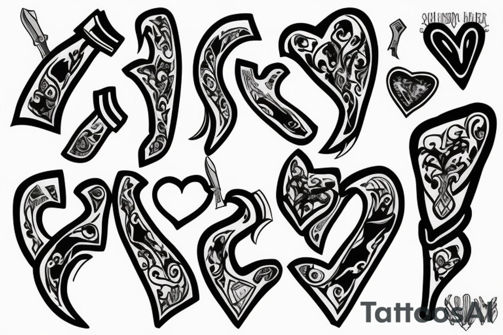 heart with an m9 knife tattoo idea