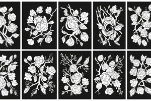 Abstract figures with flowers and branches tattoo idea