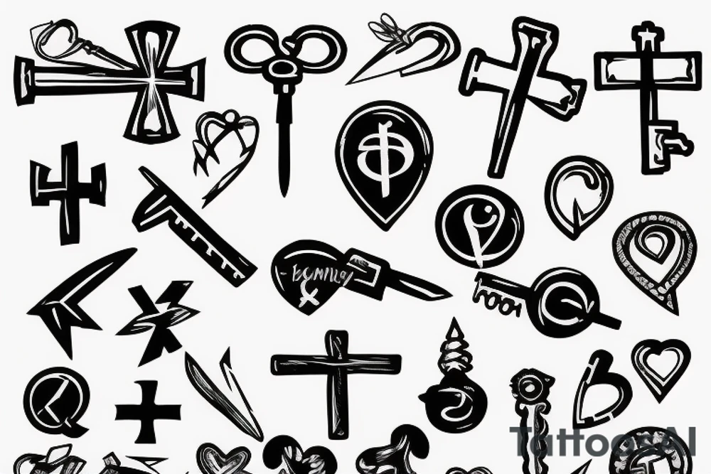 black key with cross tattoo idea