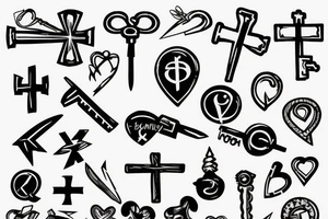 black key with cross tattoo idea
