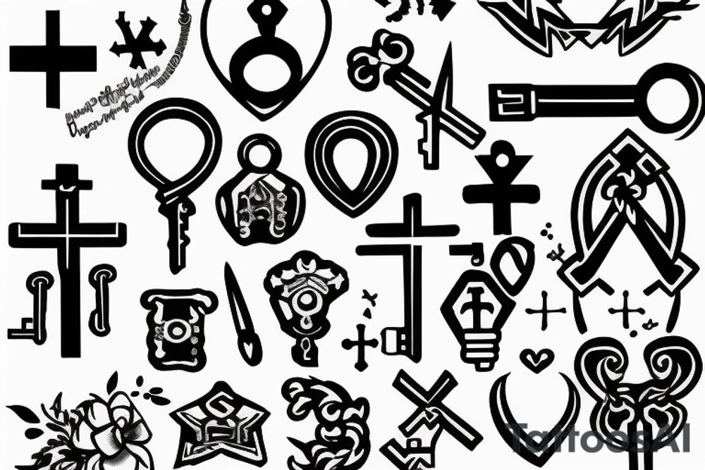 black key with cross tattoo idea