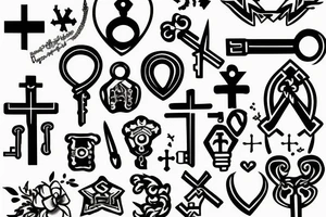 black key with cross tattoo idea