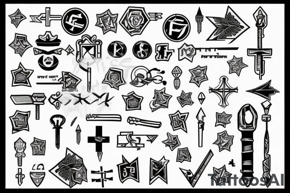 black key with diagonal cross tattoo idea
