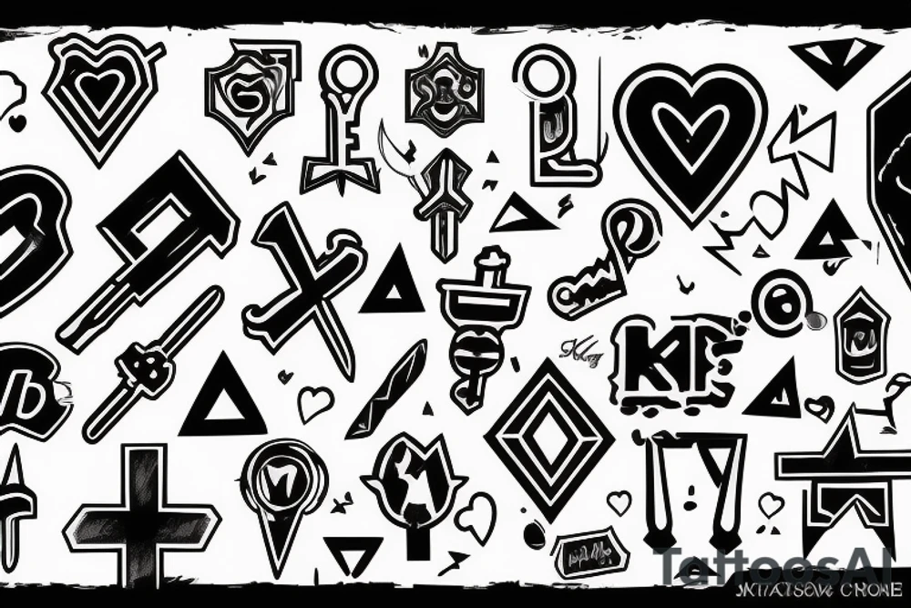black key with diagonal cross tattoo idea