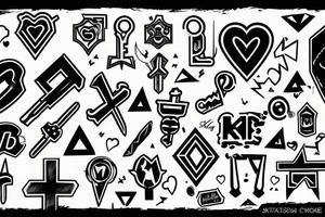 black key with diagonal cross tattoo idea