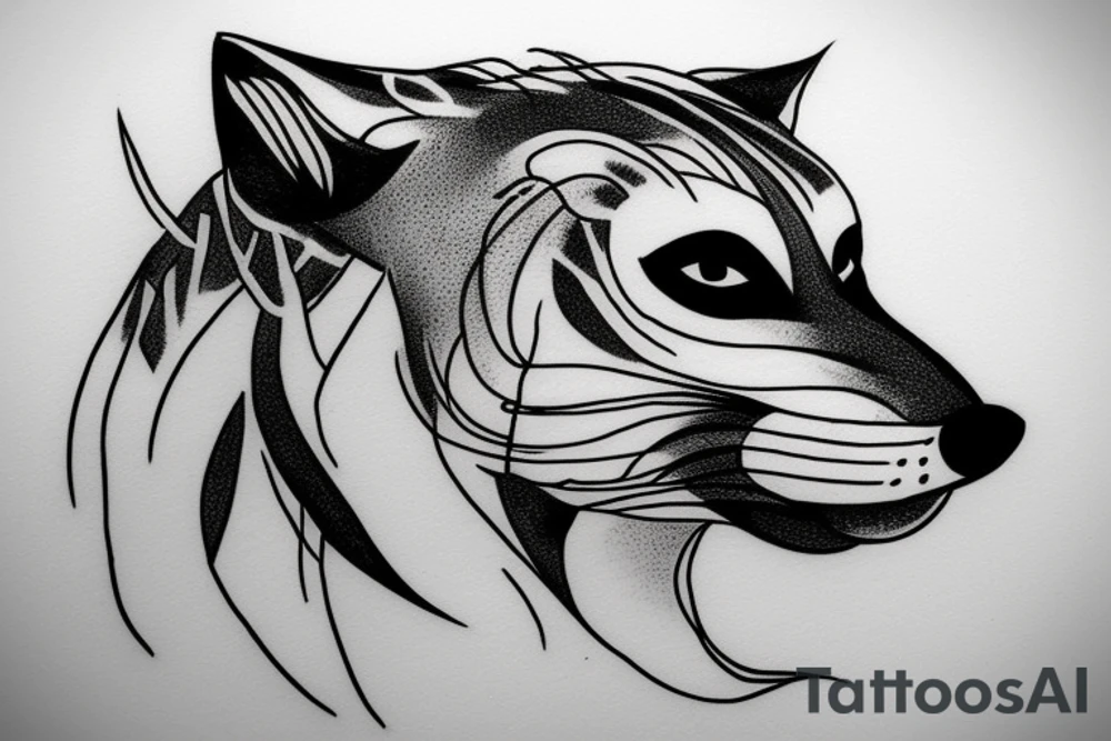 thylacine head open mouth tattoo idea
