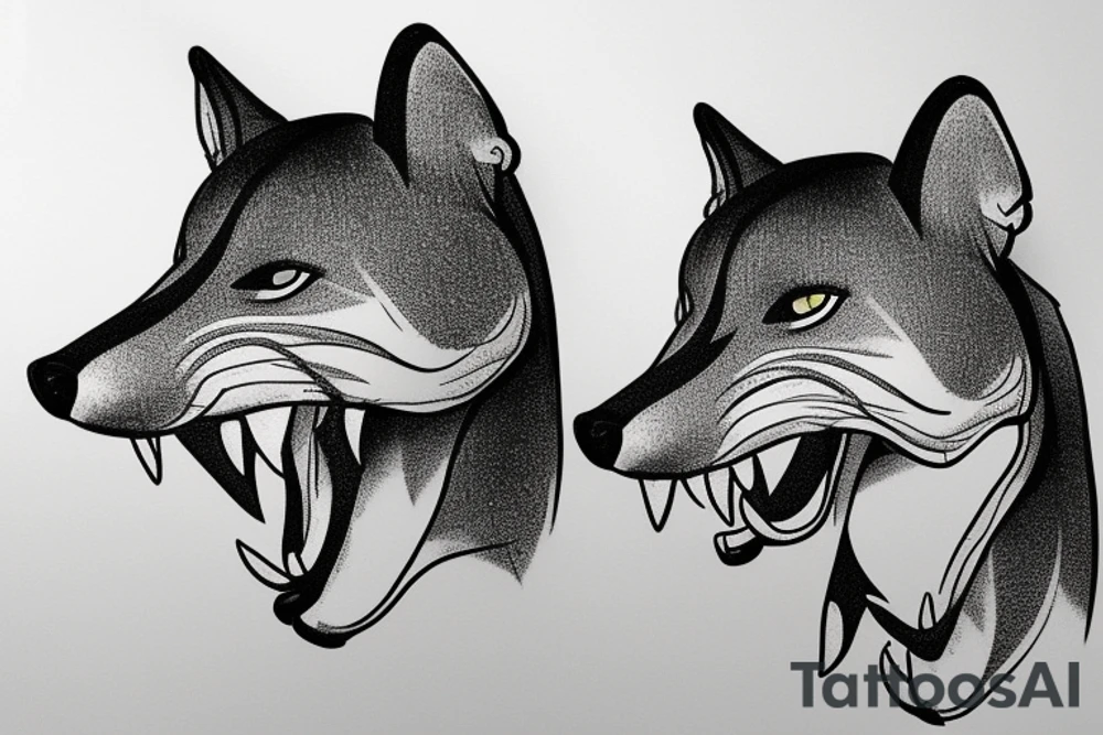 thylacine head open mouth tattoo idea